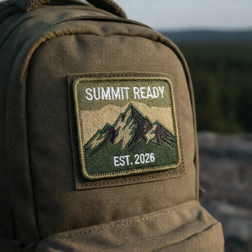 Tactical backpack with durable woven morale patch