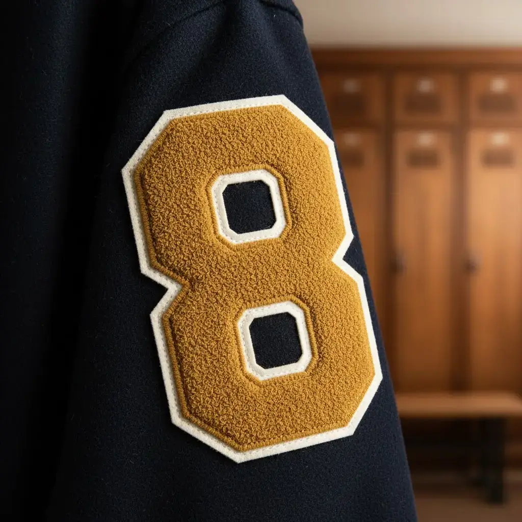 Vintage sports brand chenille number patch